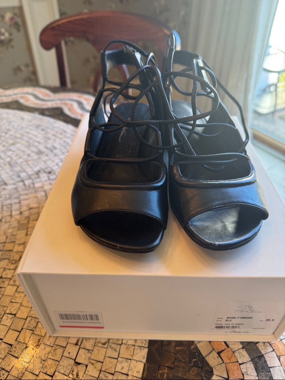 3.1 Phillip Lim Black Lace-Up Peep-Toe Sandals